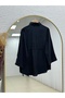 Aleyna Yarısı Buttoned Waist Cinched Tunic-Zn2092 Black - 5