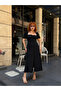 Romantic Balloon Sleeve Square Neck Button Detailed Women's Midi Dress - 3