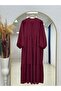 Bige Half-Pleated Layered Modal Dress-Pe626 Claret Red - 4