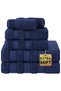 Safi Plus 6-Piece Towel Set 100% Turkish Genuine Cotton Super Soft & Absorbent Luxury Hotel Quality 600 GSM Cotton Bathroom Towels, 2 Bath Towels, 2 Hand Towels, 2 Washcloths, Navy Blue