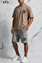 Nazik Ol Printed Cotton Fabric Unisex T-Shirt-Grey Shorts Set - 3
