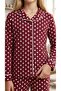 Girl's Burgundy Cotton Polka Dot Patterned Sleepwear Set with Sleeping Glasses - 3