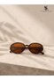 Women's Leopard Print Oval Sunglasses Uv400 Protection Brown Lenses Thin Frame Gold Color T-Detail Retro Vintage Y2K Luxury Stylish Design Daily Summer Beach Vacation Fashion Accessory Trend Model Style - 3