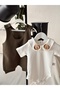 Lion Embroidered Collar Detailed Bodysuit and Khaki Combed Cotton Baby Salopet Set 100% Cotton - 3
