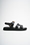 Women's Black Comfortable Everyday Sandals with Gold Accessories and Comfortable Soles - 4