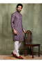 Mens Printed Cotton Kurta Set with All Over Thread Work