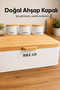 Rectangular Metal Bread Box with Wooden Lid and Set of 3 Round Tea, Coffee, and Sugar Storage Containers White - 4