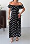 Women's Black Madonna Collar Ruffle Detailed Patterned Midi Length Dress Nbg136 - 5