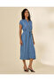 Women Dark Wash Tencel Button Down Dress - 4