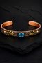 Women's Copper Bracelet with Natural Oval Blue Aquamarine Stone and Tulip Motif, Adjustable Copper Bracelet for Women - 3
