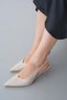 Beige Open-Back Thin-Heeled Stiletto Pointed Toe Women's Heeled Shoes - 4