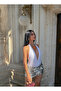 Silver Sequined Mini Skirt - 2