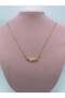 Stone Bow Steel Necklace Gold - 2