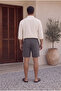 Men's Smoked Linen Muslin Fabric Look Woven Shorts Summer Twill Fabric - 3