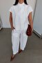 White Hakim Yake Tie-Detail Blouse and Trousers Set