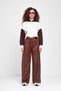 Unisex Brown Wide Leg Striped Parachute Sweatpants with Elastic Waist - 3