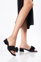 Ribbon Detailed Satin Short Heeled Women's Slippers - 2