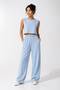 Sleeveless Crop Top & Wide-Leg Combed Cotton Pants Set