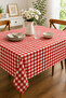 Classic Plaid Patterned Duck Fabric Rectangular Square Tablecloth Red - 2