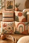 Flower and Sun Patterned 4-Piece Throw Pillow Cover Set