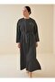 Zipper Detail Belted Plus Size Dress - Black - -Exclusive