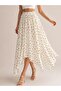 White Asymmetrical Polka Dot Skirt - 3465
