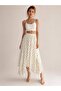 White Asymmetrical Polka Dot Skirt - 3465 - 3