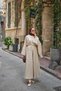 Women's Sleeve-Cape Detail Waist-Tie Loose Trousers Stone - 4