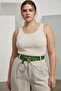 Large Size Green Women's Belt with Chain Detail, Thick Model - 3