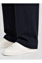 Men's Navy Blue Relax Fit Lace-Up Baggy Trousers - 3