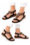 Women's Black Sandals with Stones and Flowers – Casual Summer Sandals with Knitted Detail and Orthopedic Massage Sole - 4
