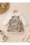 Girl's Floral Patterned Shirt Dress Set – Stylish Combination with Collared Long Sleeve Blouse and Lace Detail - 2