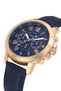 Leather Cord Roman Numeral Classic Men's Wristwatch Navy Blue Copper Color Pl-7084E2X