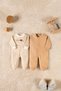 Newborn Unisex Baby Cotton Deer Patterned Long Sleeve Rompers with Booties Set of 2 0-3 Months - 2