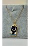 Steel Navy Blue Enamel Night Sky and Crescent Themed Plate Necklace - 2