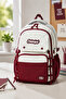Burgundy Unisex School Backpack with Accessories Primary School - Middle School - High School