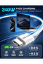 Type-C 240W USB-C to USB-C Cable, 1m, Durable Braided Fast Charging Cable, White - 2