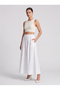 Women's Lined Poplin Long Skirt – Elastic Waist, Pockets - 3