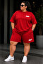 Women's Men's Plus Size Oversize Basic Logo Printed Shorts Set Cotton 2-Piece Unisex Daily Casual Summer Tracksuit Minimal Design Xl-8Xl