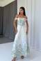 Floral Women's Dress with Corset Detail - White