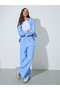 Light Blue Striped Wide Leg Trousers