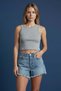Women's Kaşkorşe Crew Neck Gray Sports Crop Tank Top - 2001