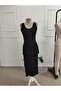 Women's Strappy Deep Round Neck Backless Midi Diver Dress - 6