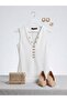 Women's V-Neck Gold Hook Detailed Sleeveless Blouse - 2