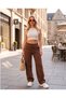 Women's High Waist Lace-Up Loose-Leg Comfortable Fit Sweatpants, Trousers - 3