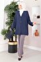 Buttoned Casual Aerobin Kimono Navy Blue - 3