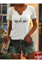 Women's Printed Half V-Neck Sleeves Regular Fit Casual T-Shirt