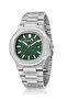 Premium Double Clip Men's Wristwatch with Calendar Silver Green Color Pl-7089E4X - 3