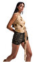 شورت نسائي من الدنيم بتصميم خاص فائق الصغر ولون مموه - 2