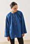 Crew Neck Linen Shirt Blue - 6